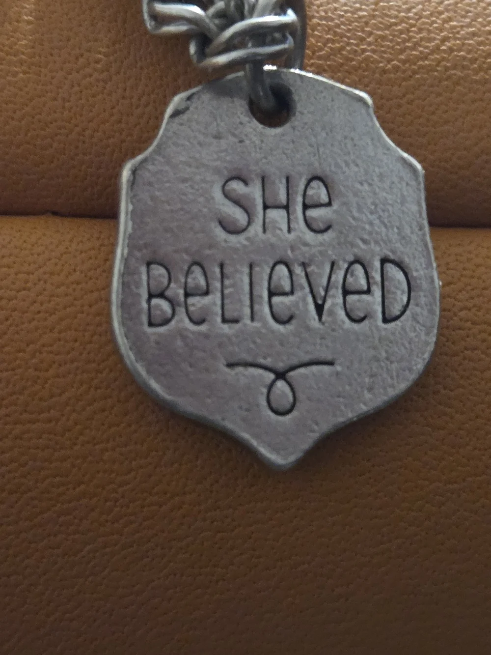 Silver-Tone Inspirational Charm Bracelet - 'So She Did'